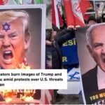 Des manifestants ont brûlé une affiche du président américain Trump et du Premier ministre israélien Benjamin Netanyahu